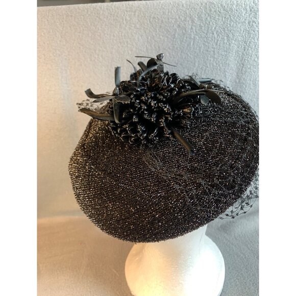 Miss Nancy Original Ladies Black Hat Sz 22 Vintage - Picture 3 of 8